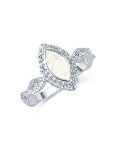 LifeStone™ Ladies Marquise Cremation Ashes Ring-Pearl-Sterling Silver