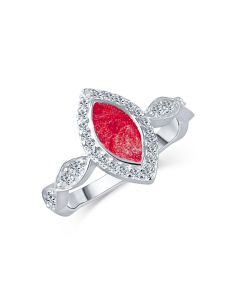 LifeStone™ Ladies Marquise Cremation Ashes Ring-Rose-Sterling Silver