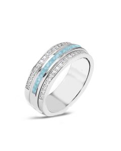 LifeStone™ Memories Unisex Cremation Ashes Ring-Azure-Sterling Silver