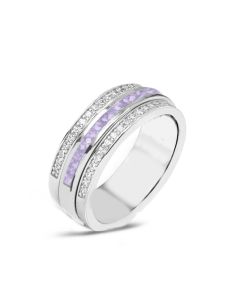 LifeStone™ Memories Unisex Cremation Ashes Ring-Lavender-Sterling Silver