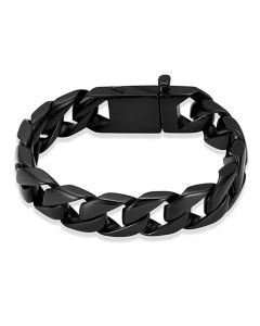 Men's Black Chunky Curb Bracelet - Stainless Steel Cremation Ashes Jewellery