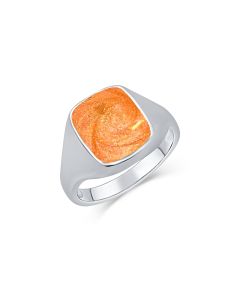 LifeStone™ Gents Signet Cremation Ashes Ring-Amber-Sterling Silver