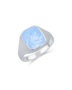 LifeStone™ Gents Signet Cremation Ashes Ring-Azure-Sterling Silver