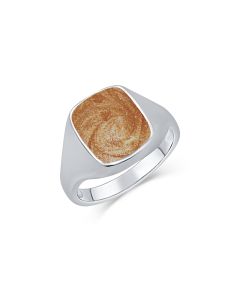 LifeStone™ Gents Signet Cremation Ashes Ring-Copper-Sterling Silver