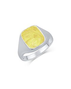 LifeStone™ Gents Signet Cremation Ashes Ring-Daffodil-Sterling Silver