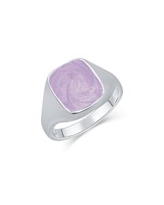 LifeStone™ Gents Signet Cremation Ashes Ring-Lavender-Sterling Silver