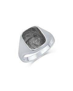 LifeStone™ Gents Signet Cremation Ashes Ring-Midnight-Sterling Silver