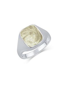 LifeStone™ Gents Signet Cremation Ashes Ring-Natural-Sterling Silver