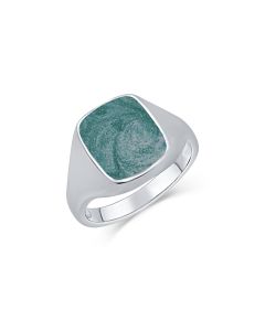 LifeStone™ Gents Signet Cremation Ashes Ring-Peacock-Sterling Silver