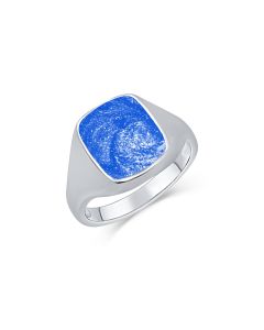 LifeStone™ Gents Signet Cremation Ashes Ring-Sapphire-Sterling Silver