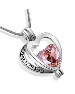 My Heart is in Heaven Pink - Premium Stainless Steel Cremation Ashes Necklace Pendant