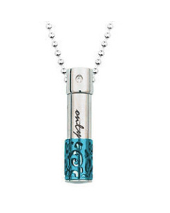 Only Love Blue Cylinder - Stainless Steel Cremation Ashes Memorial Pendant
