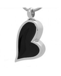 Onyx Teardrop Heart - Stainless Steel Cremation Ashes Memorial Jewellery Pendant