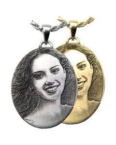 3D Photo Laser Engraved Oval Pendant