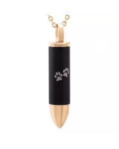 Paw Print Bullet Rose Gold - Stainless Steel Cremation Ashes Memorial Pendant