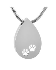 Paw Print Tear - Stainless Steel Pet Ashes Memorial Pendant