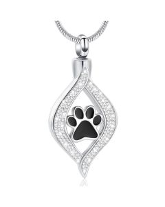 Teardrop Ribbon Paw - Stainless Steel Cremation Ashes Memorial Pendant