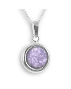 LifeStone™ Perfect Circle Cremation Ashes Pendant-Lavender-Sterling Silver