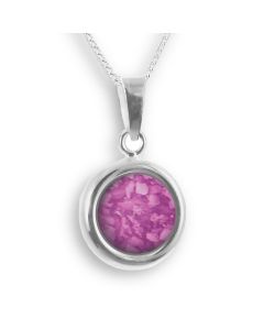 LifeStone™ Perfect Circle Cremation Ashes Pendant-Magenta-Sterling Silver