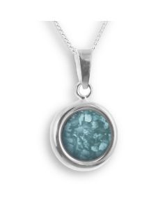 LifeStone™ Perfect Circle Cremation Ashes Pendant-Peacock-Sterling Silver
