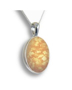 LifeStone™ Perfect Oval Cremation Ashes Pendant-Amber-Sterling Silver