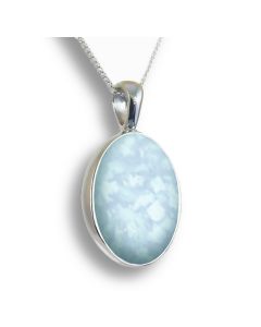 LifeStone™ Perfect Oval Cremation Ashes Pendant-Azure-Sterling Silver