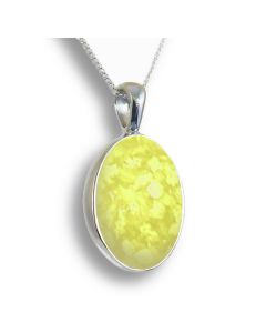 LifeStone™ Perfect Oval Cremation Ashes Pendant-Daffodil-Sterling Silver