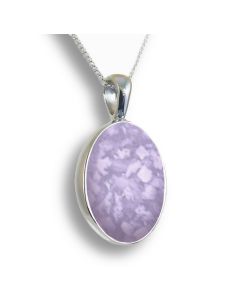 LifeStone™ Perfect Oval Cremation Ashes Pendant-Lavender-Sterling Silver