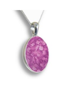 LifeStone™ Perfect Oval Cremation Ashes Pendant-Magenta-Sterling Silver