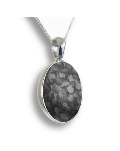LifeStone™ Perfect Oval Cremation Ashes Pendant-Midnight-Sterling Silver