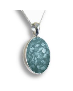 LifeStone™ Perfect Oval Cremation Ashes Pendant-Peacock-Sterling Silver