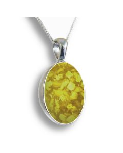LifeStone™ Perfect Oval Cremation Ashes Pendant-Sunflower-Sterling Silver