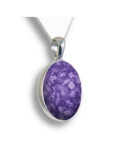 LifeStone™ Perfect Oval Cremation Ashes Pendant-Violet-Sterling Silver