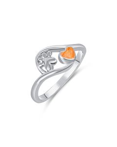 LifeStone™ Pet Paw Heart Cremation Ashes Ring-Amber-Sterling Silver