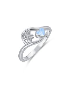 LifeStone™ Pet Paw Heart Cremation Ashes Ring-Azure-Sterling Silver