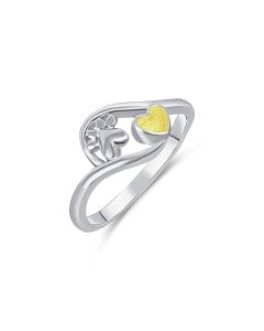 LifeStone™ Pet Paw Heart Cremation Ashes Ring-Daffodil-Sterling Silver