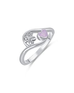 LifeStone™ Pet Paw Heart Cremation Ashes Ring-Lavender-Sterling Silver