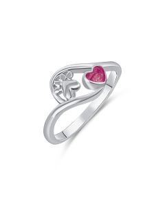 LifeStone™ Pet Paw Heart Cremation Ashes Ring-Mulberry-Sterling Silver