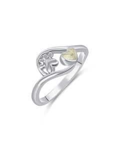 LifeStone™ Pet Paw Heart Cremation Ashes Ring-Natural-Sterling Silver