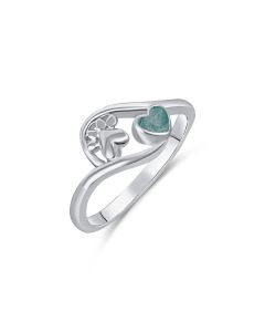 LifeStone™ Pet Paw Heart Cremation Ashes Ring-Peacock-Sterling Silver