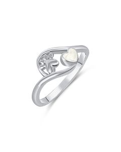 LifeStone™ Pet Paw Heart Cremation Ashes Ring-Pearl-Sterling Silver