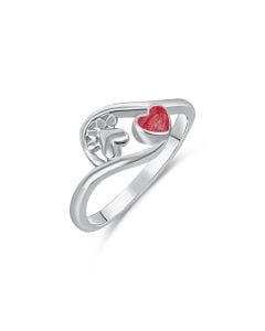 LifeStone™ Pet Paw Heart Cremation Ashes Ring-Rose-Sterling Silver