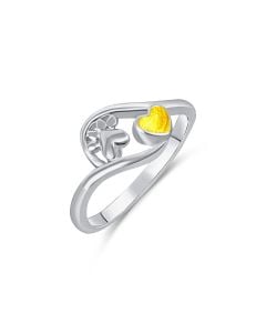 LifeStone™ Pet Paw Heart Cremation Ashes Ring-Sunflower-Sterling Silver