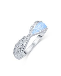 LifeStone™ Ladies Precious Wing Cremation Ashes Ring-Azure-Sterling Silver