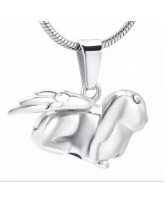 Angel Bunny Rabbit - Stainless Steel Cremation Ashes Jewellery Pendant