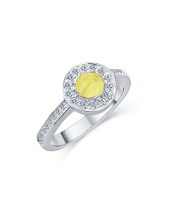 LifeStone™ Ladies Radiant Circle Cremation Ashes Ring-Daffodil-Sterling Silver