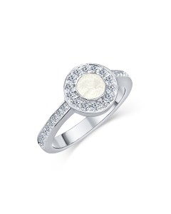 LifeStone™ Ladies Radiant Circle Cremation Ashes Ring-Pearl-Sterling Silver