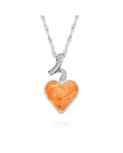 LifeStone™ Ribboned Heart Cremation Ashes Pendant-Amber-Sterling Silver