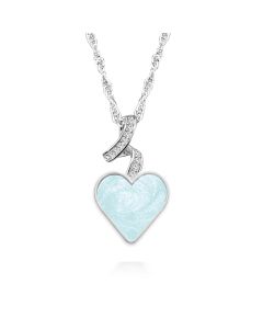 LifeStone™ Ribboned Heart Cremation Ashes Pendant-Aquamarine-Sterling Silver