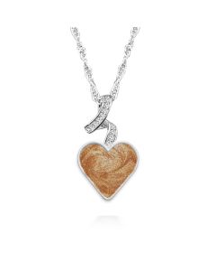 LifeStone™ Ribboned Heart Cremation Ashes Pendant-Copper-Sterling Silver